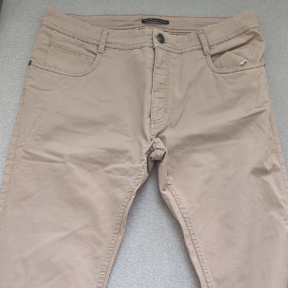 Mango Man Basics Pisa 5 Pocket Pants Men's Tan Casual Chino Pants